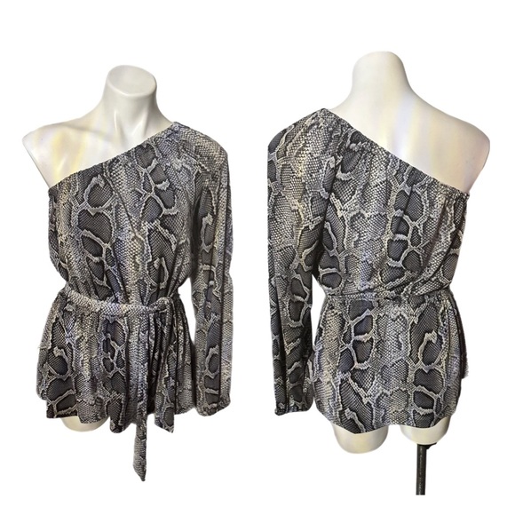 1 Michael Michael Kors snake, print, one shoulder top - Picture 4 of 4